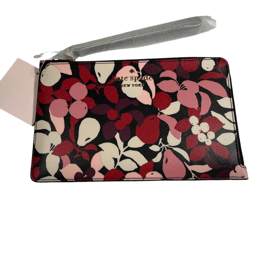 Kate Spade Staci fruit foliage Medium L Zip Wristlet